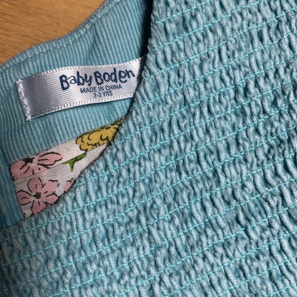 Baby Boden corduroy egg bluish green bunny rabbit Easter spring pinafore dress - Picture 4 of 6